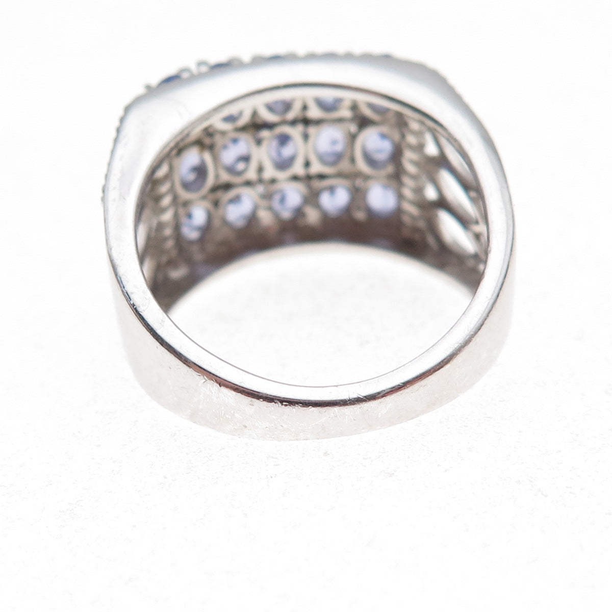 925 Sterling Silver Real Oval-Cut Tanzanite Cluster Ring Size 8