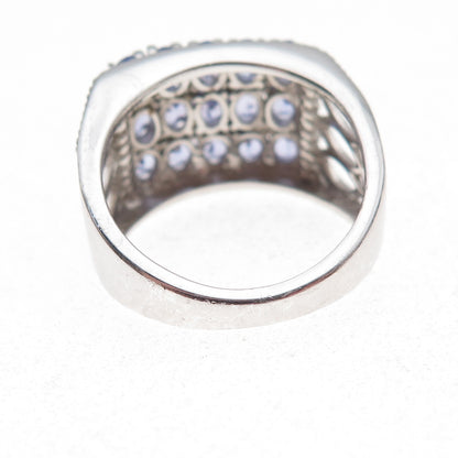 925 Sterling Silver Real Oval-Cut Tanzanite Cluster Ring Size 8