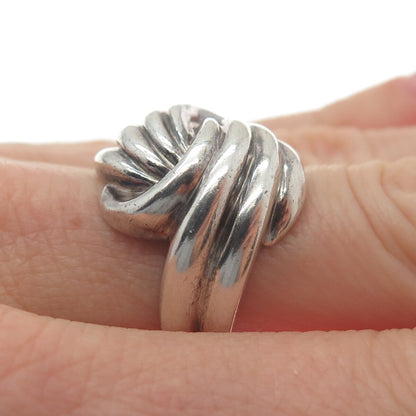 925 Sterling Silver Vintage Modernist Twisted Oxidized Ring Size 6.25