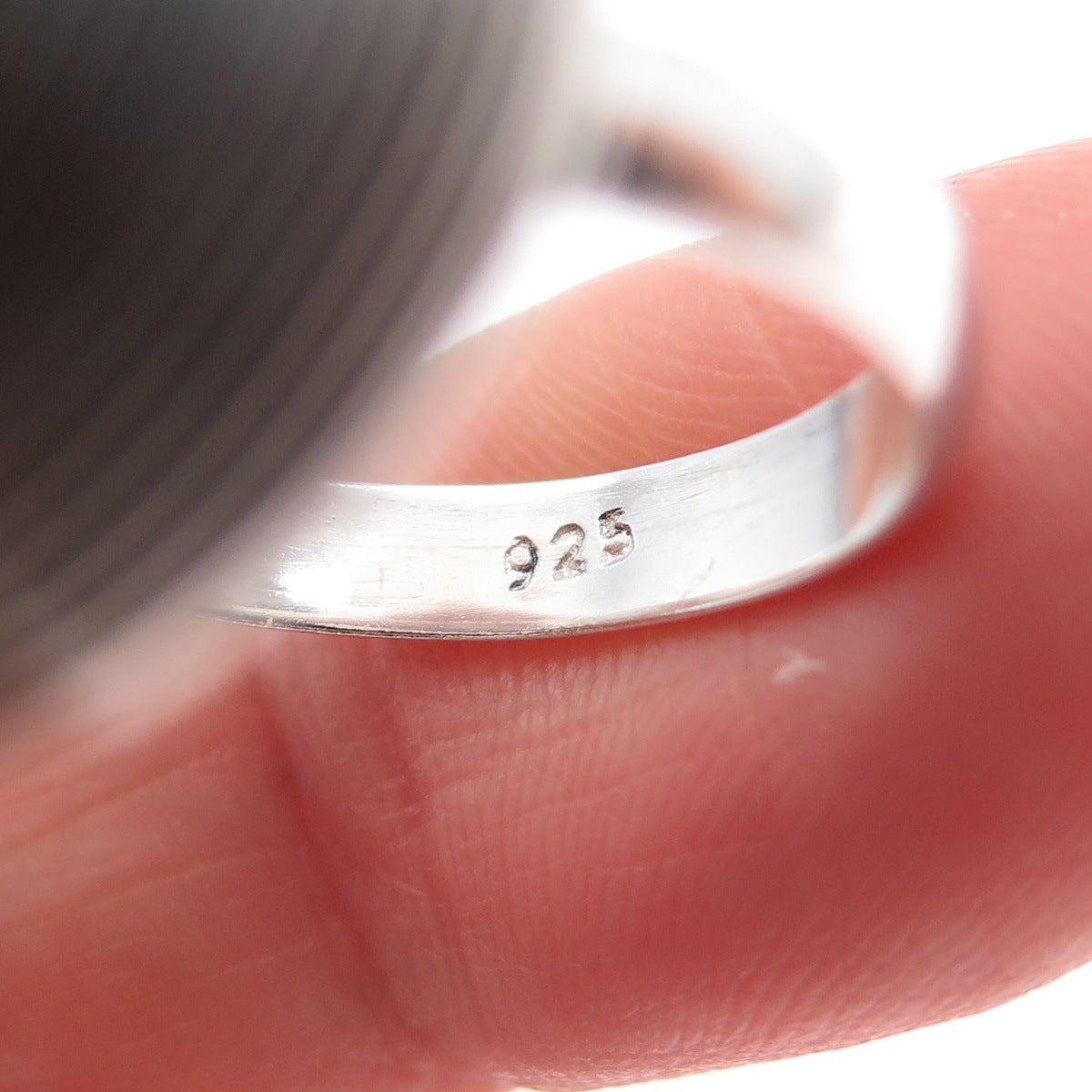 925 Sterling Silver Vintage Modernist Dome Oxidized Ring Size 6.75