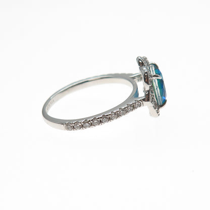 BOMB PARTY 925 Sterling Silver Real Doublet Mystic Quartz & C Z Ring Size 7.25
