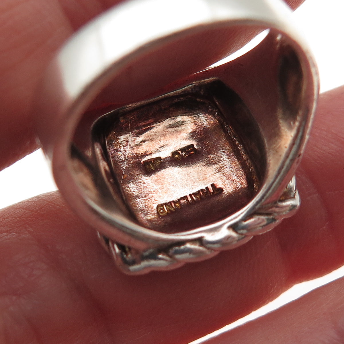 Chapal Zenray 925 Sterling Silver Vintage Modernist Hammered Ring Size 8