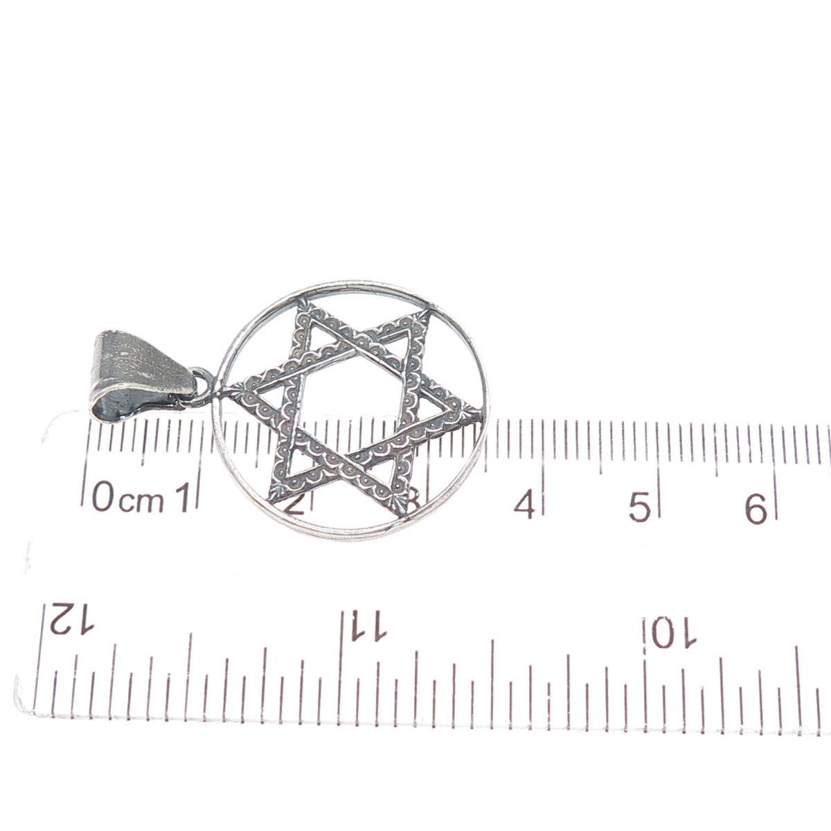 925 Sterling Silver Vintage Star of David Oxidized Charm Pendant