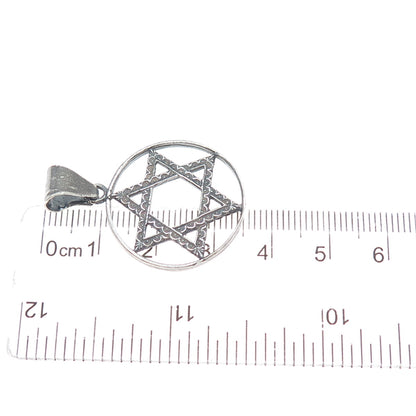925 Sterling Silver Vintage Star of David Oxidized Charm Pendant