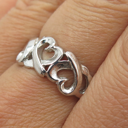 925 Sterling Silver Open Heart Ring Size 7.75