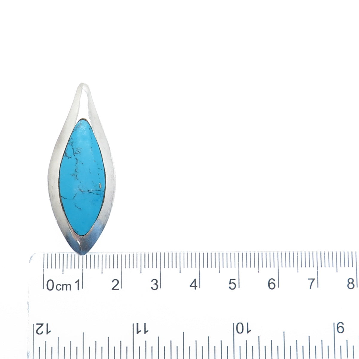 925 Sterling Vintage Morenci Turquoise Black Onyx Petal Dual Sided Slide Pendant