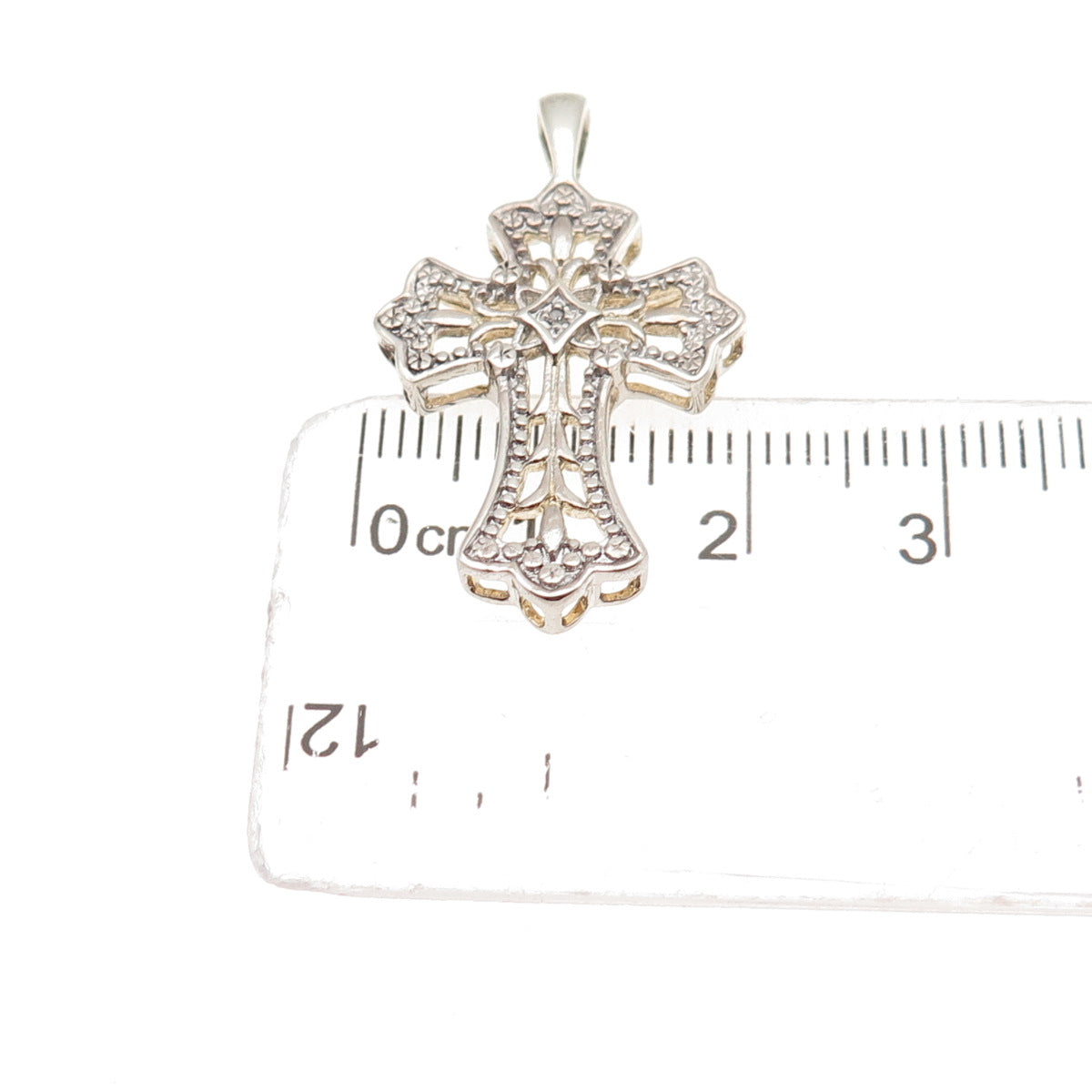 JCM Jacmel Mauritius 925 Sterling Silver Real Diamond Accent Cross Charm Pendant