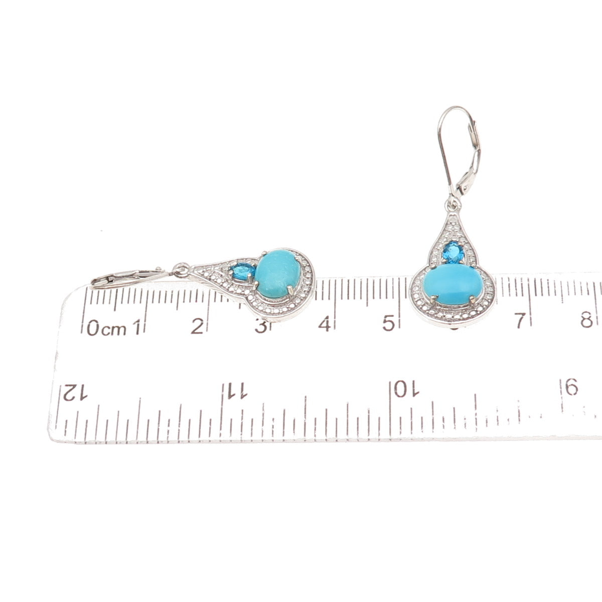 Chuck Clemency 925 Sterling Silver Real Turquoise & Apatite Dangle Earrings