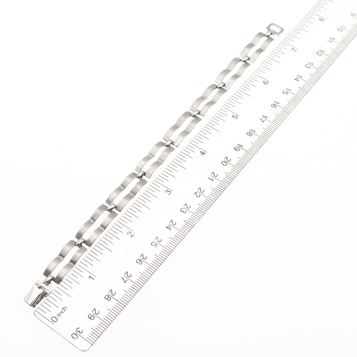 WRE W.E. Richards 925 Sterling Silver Vintage Razor Blade Link Bracelet 7"