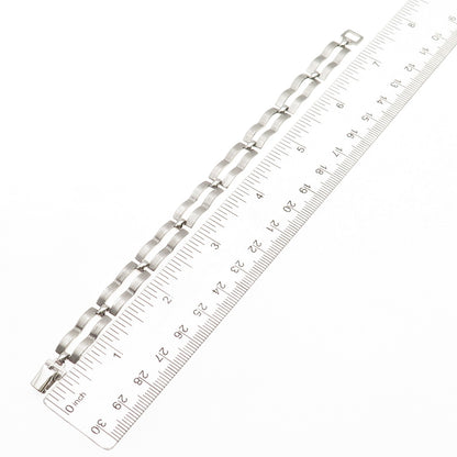 WRE W.E. Richards 925 Sterling Silver Vintage Razor Blade Link Bracelet 7"