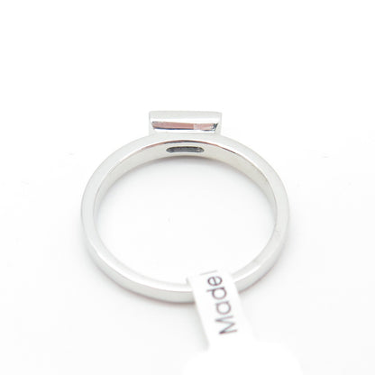 925 Sterling Silver Baguette-Cut Shaped Blue C Z Ring Size 7.75
