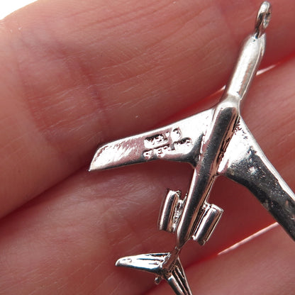 Wells 925 Sterling Silver Vintage Airplane 3D Charm Pendant