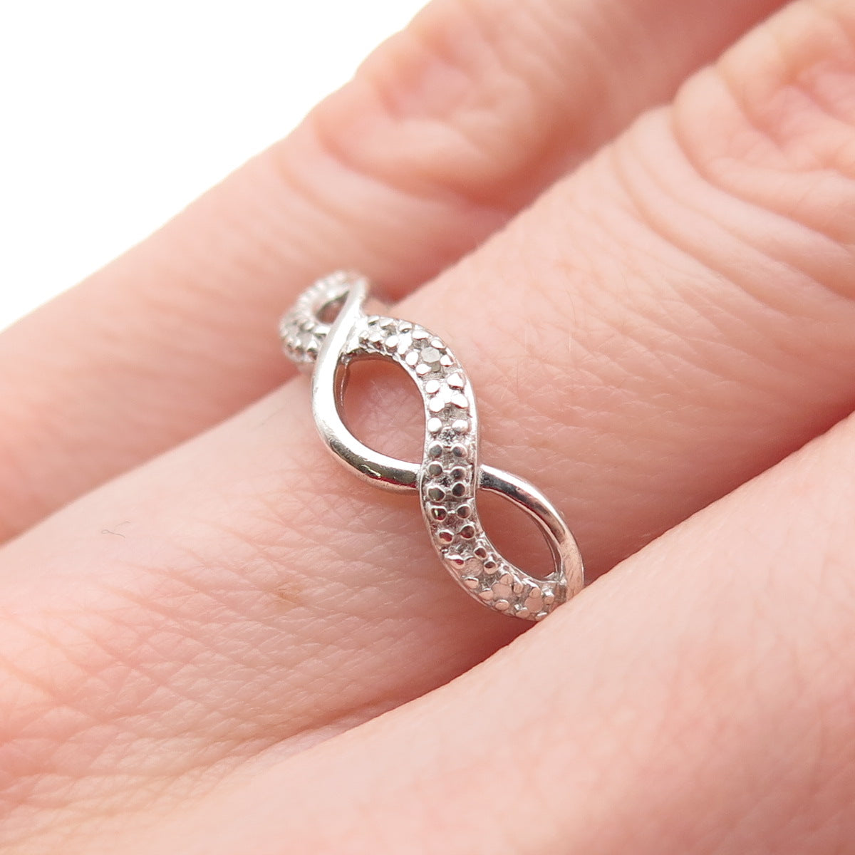 Ross Simons 925 Sterling Silver Real Diamond Accent Infinity Woven Ring Size 6