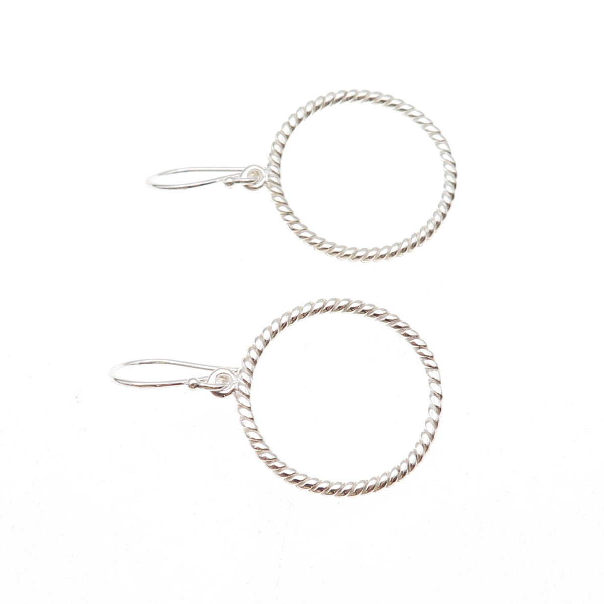 925 Sterling Silver Twisted Circle Dangle Earrings