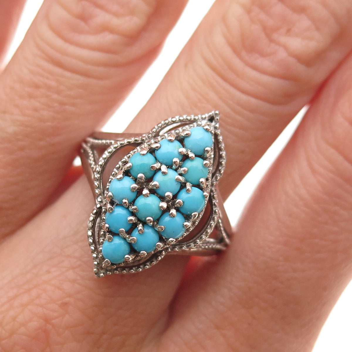 Chuck Clemency 925 Sterling Silver Real Sleeping Beauty Turquoise Ring Size 8