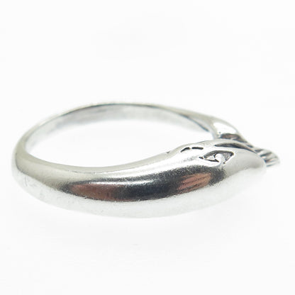 925 Sterling Silver Vintage Whale Oxidized Ring Size 8