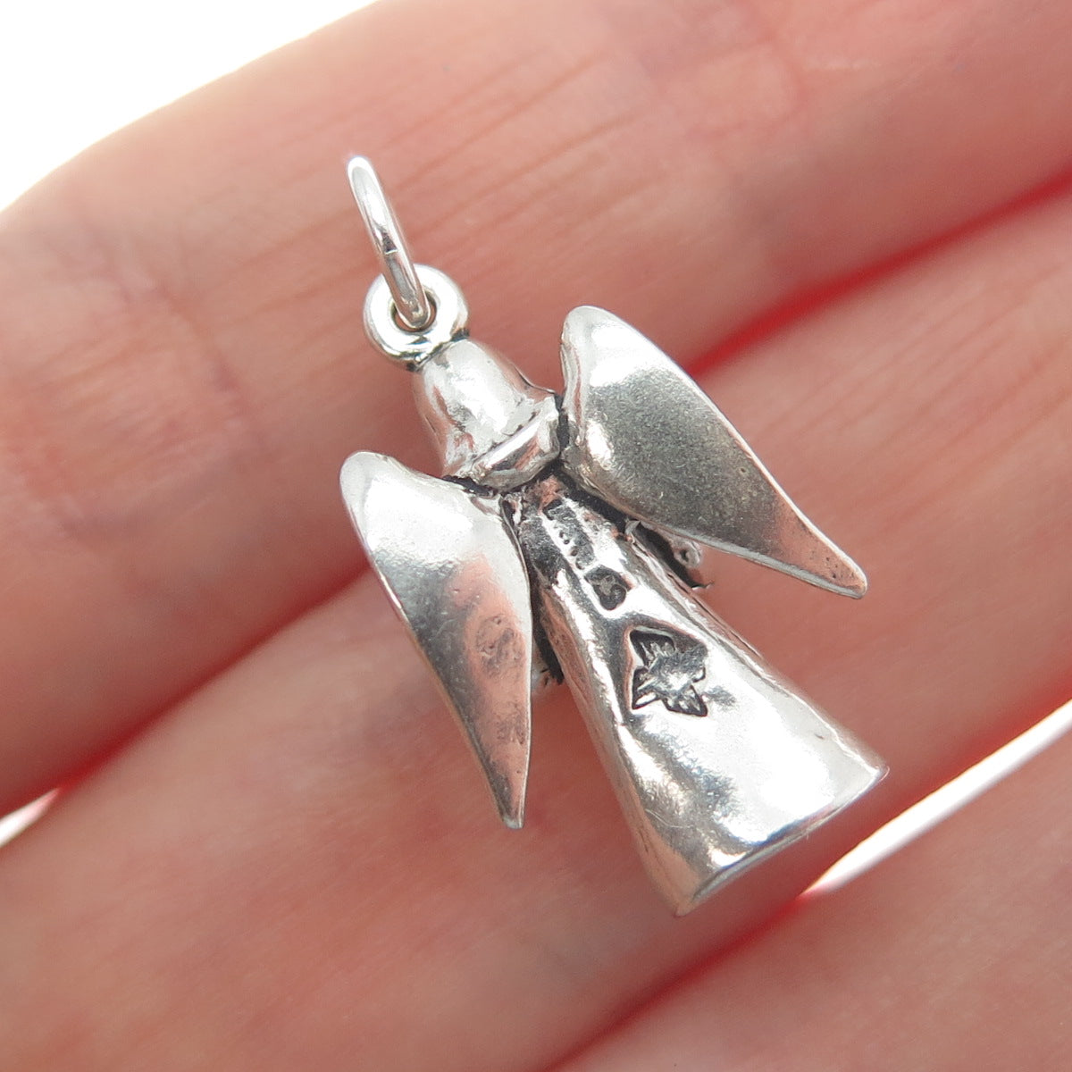SUN WEST 925 Sterling Silver Vintage Praying Angel 3D Pendant