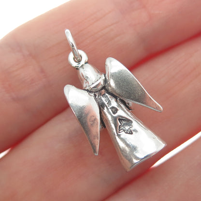 SUN WEST 925 Sterling Silver Vintage Praying Angel 3D Pendant