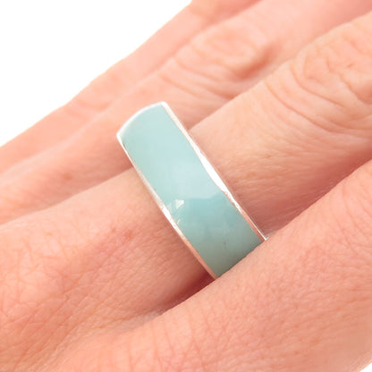 Argento Vivo 925 Sterling Silver Vintage Enamel Modernist Band Ring Size 7