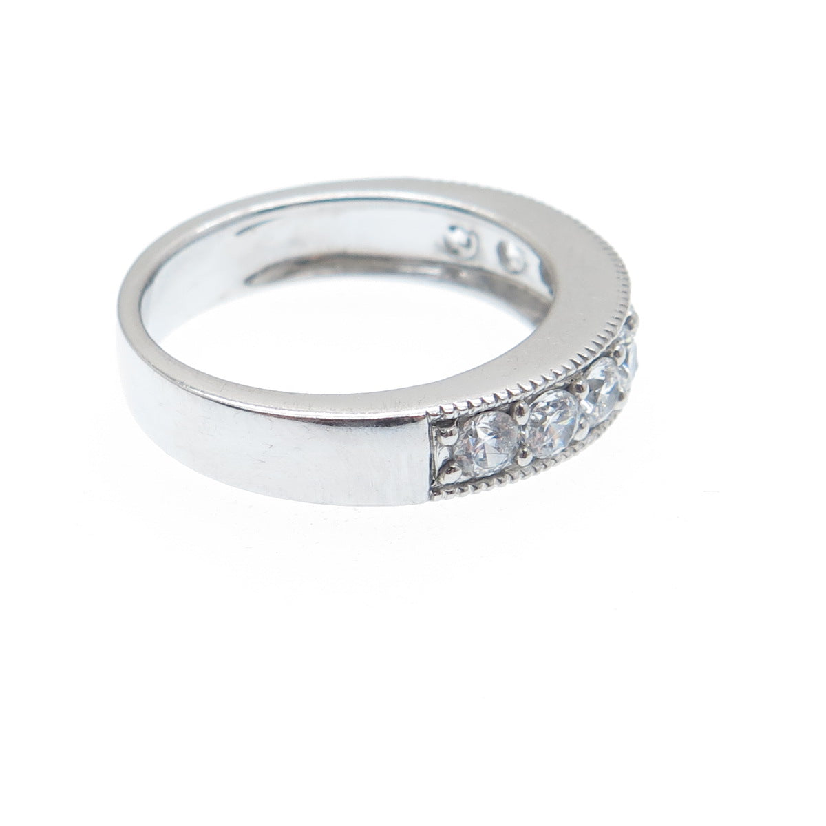 925 Sterling Silver Round-Cut C Z Half Eternity Band Ring Size 7.25