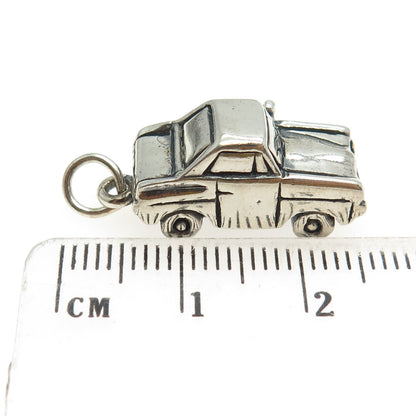 925 Sterling Silver Vintage Retro Car 3D Pendant