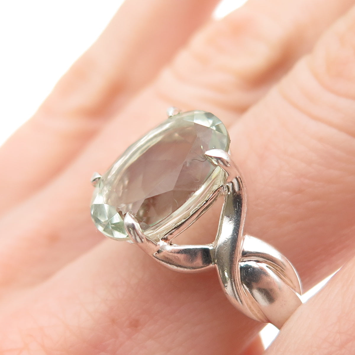 Michelle Albala 925 Sterling Silver Vintage Real Green Amethyst Ring Size 10.25