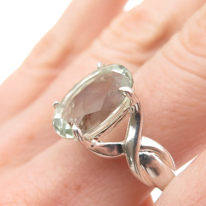 Michelle Albala 925 Sterling Silver Vintage Real Green Amethyst Ring Size 10.25