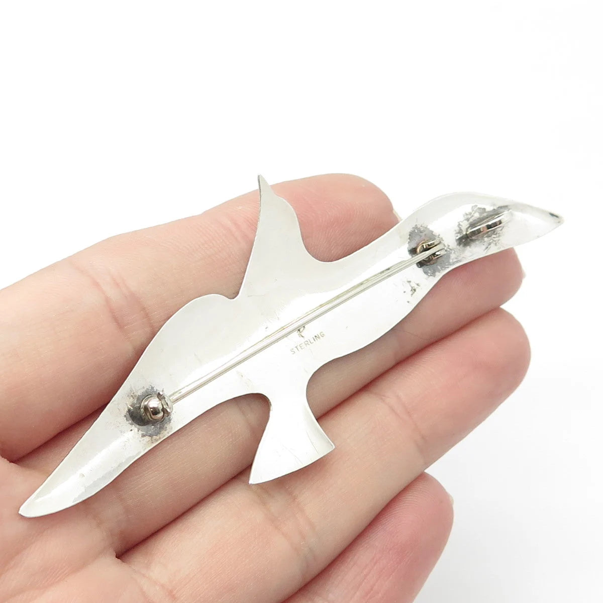 925 Sterling Silver Vintage Herring Gull Bird Handcrafted Pin Brooch Pendant