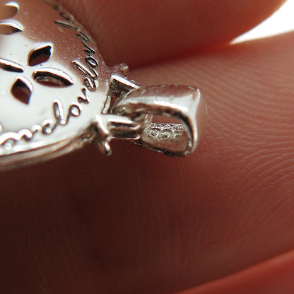 925 Sterling Silver Vintage Love Tree of Life Slide Double Charm Pendant