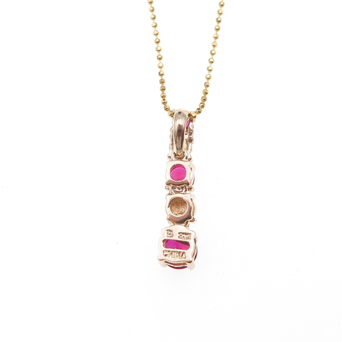Ross Simons 925 Sterling Gold Plated Real Diamond Lab-Created Ruby Necklace 18"