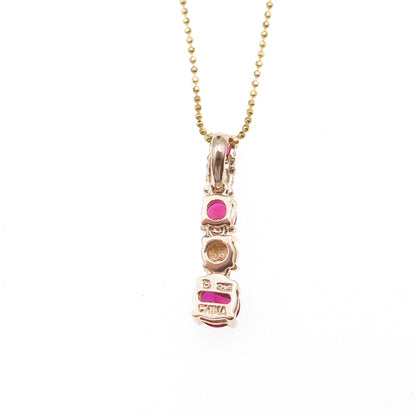 Ross Simons 925 Sterling Gold Plated Real Diamond Lab-Created Ruby Necklace 18"