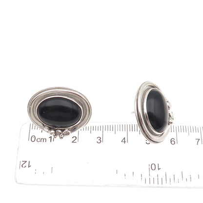 JOR Julius Olaf Randahl 925 Sterling Vintage Real Black Onyx Modernist Earrings