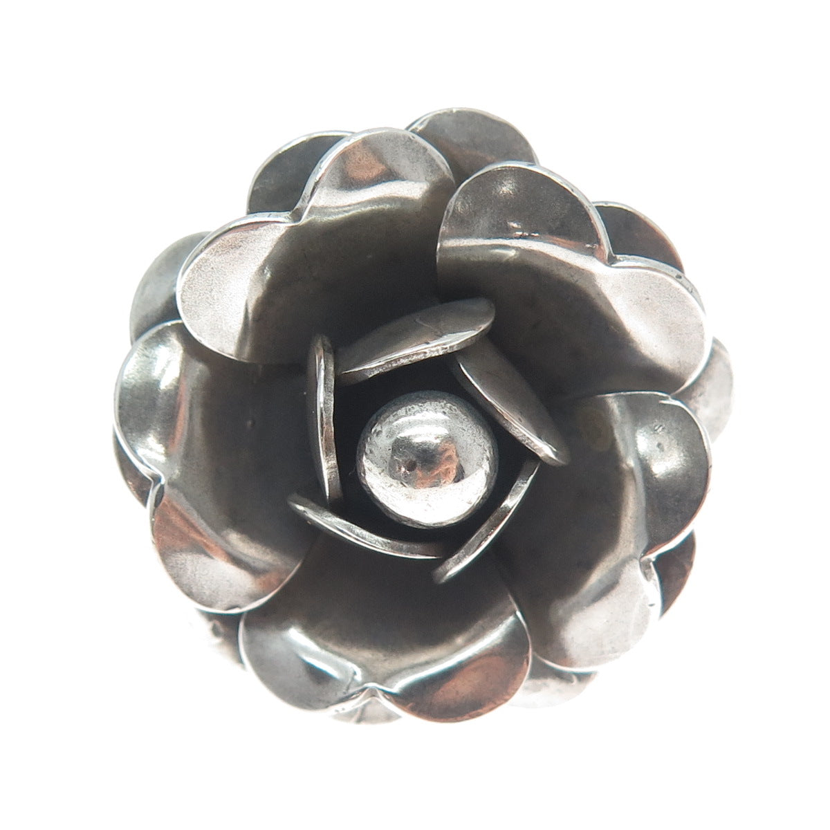 TAHARA 925 Sterling Silver Vintage Rose Flower Oxidized Ring Size 7.25