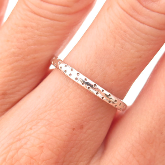 Estelle 925 Sterling Silver Vintage Dotted Oxidized Band Ring Size 7