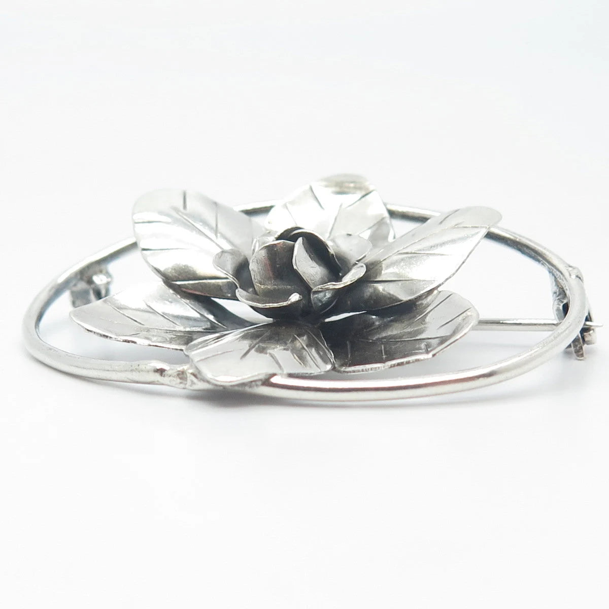 925 Sterling Silver Vintage Floral Pin Brooch