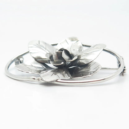 925 Sterling Silver Vintage Floral Pin Brooch