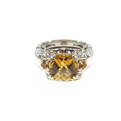 MICHAEL VALITUTTI Gems En Vogue 925 Sterling 2-Tone Real Citrine Ring Size 6.25
