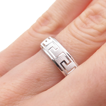 925 Sterling Silver Greek Key Band Ring Size 6.25