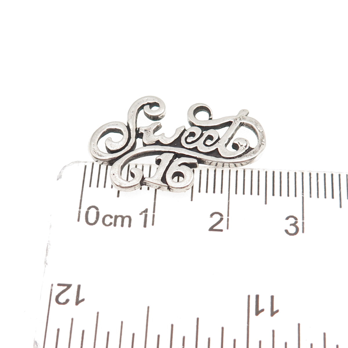 Sunwest 925 Sterling Silver Vintage Sweet 16 Oxidized Charm Pendant