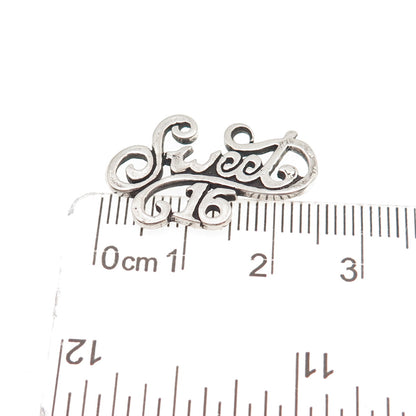 Sunwest 925 Sterling Silver Vintage Sweet 16 Oxidized Charm Pendant