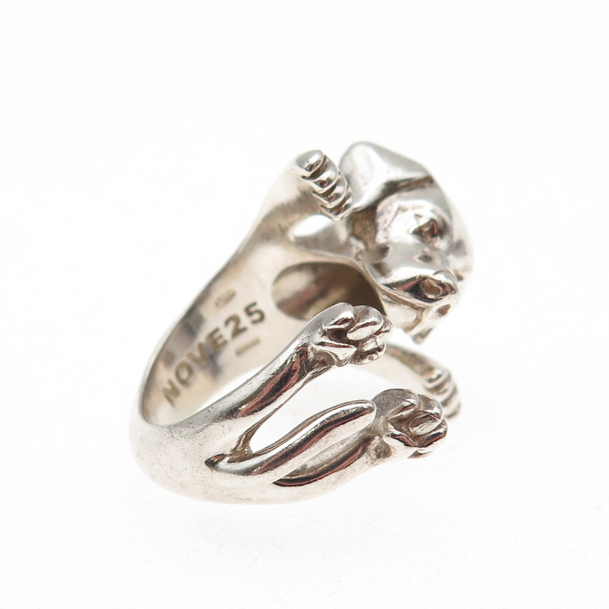 NOVE25 Sterling Silver Vintage Jack Russell Terrier Adjustable Ring Size 7.75