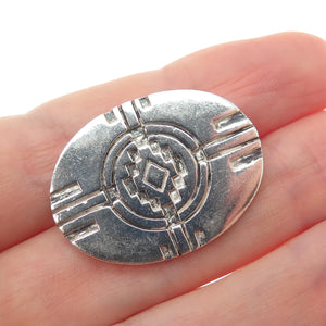 925 Sterling Silver Vintage Southwestern Tribal Symbol Oxidized Pin Brooch