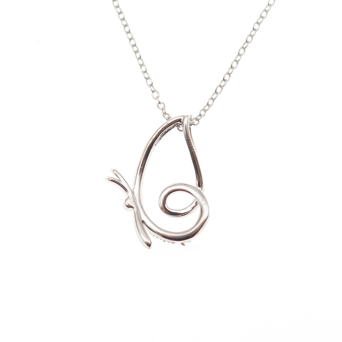 925 Sterling Silver Real Round-Cut Diamond Butterfly Cable Chain Necklace 18"