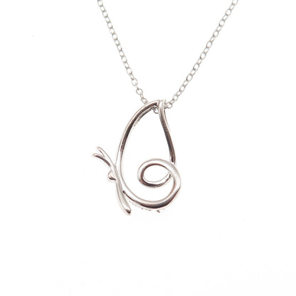 925 Sterling Silver Real Round-Cut Diamond Butterfly Cable Chain Necklace 18"