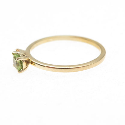 925 Sterling Silver Gold Plated Real Round-Cut Peridot & Citrine Ring Size 7