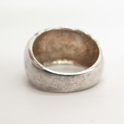 925 Sterling Silver Vintage Ribbed Ring Size 7