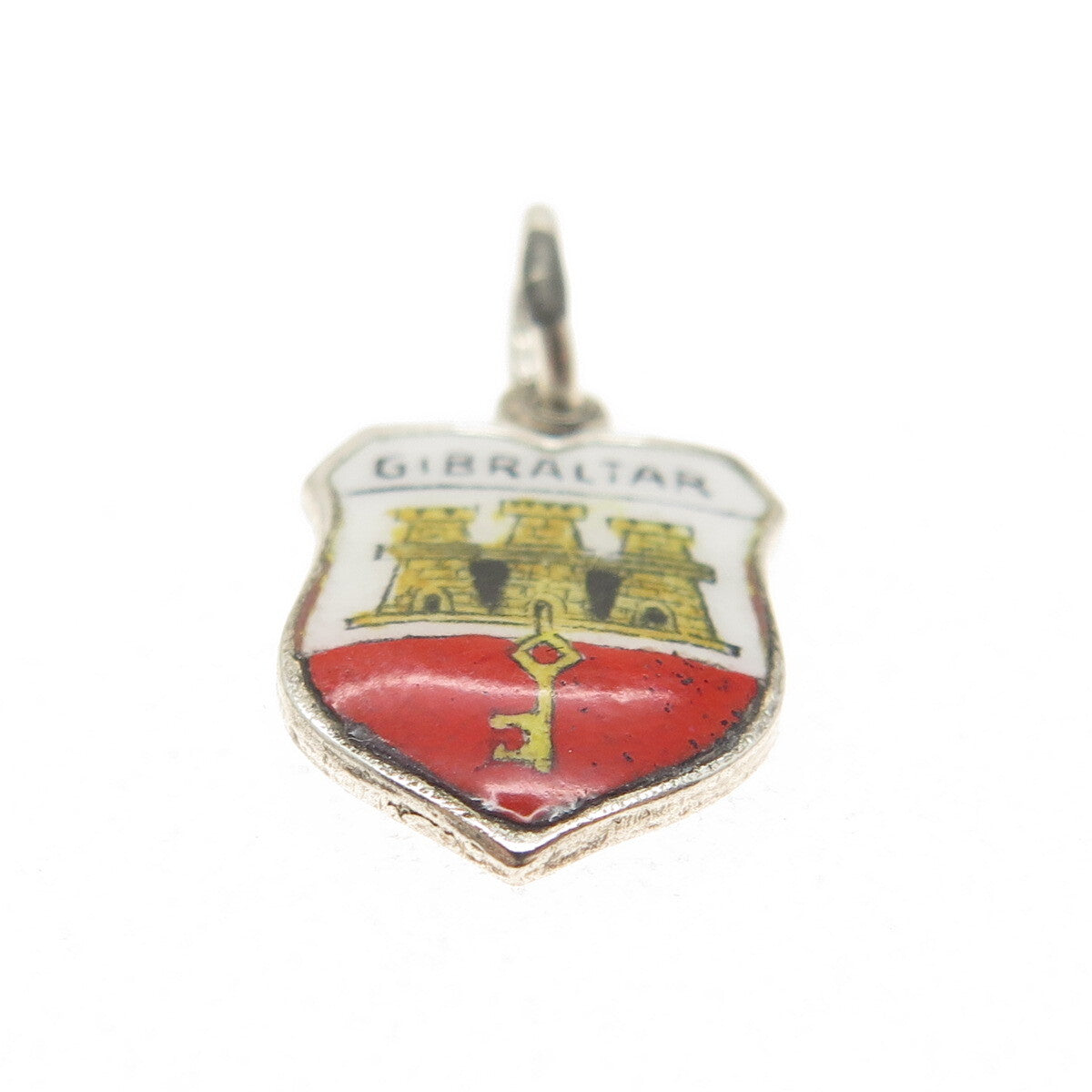 FRITZ REU & CO. 800 Silver Vintage Enamel Gibraltar Minimalist Charm Pendant