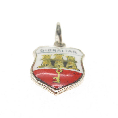 FRITZ REU & CO. 800 Silver Vintage Enamel Gibraltar Minimalist Charm Pendant