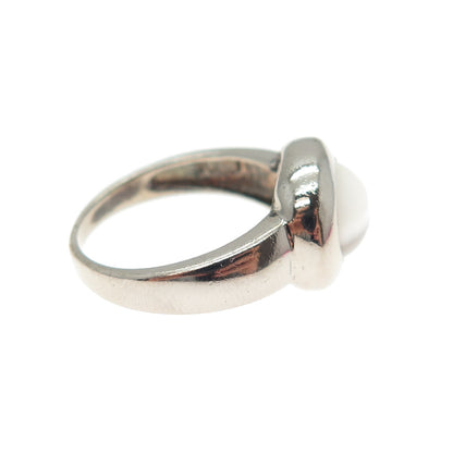 925 Sterling Silver Vintage Optic Fiber Cat's Eye Modernist Ring Size 8