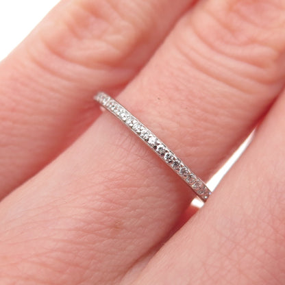 925 Sterling Silver Round-Cut C Z Half Eternity Stackable Band Ring Size 6